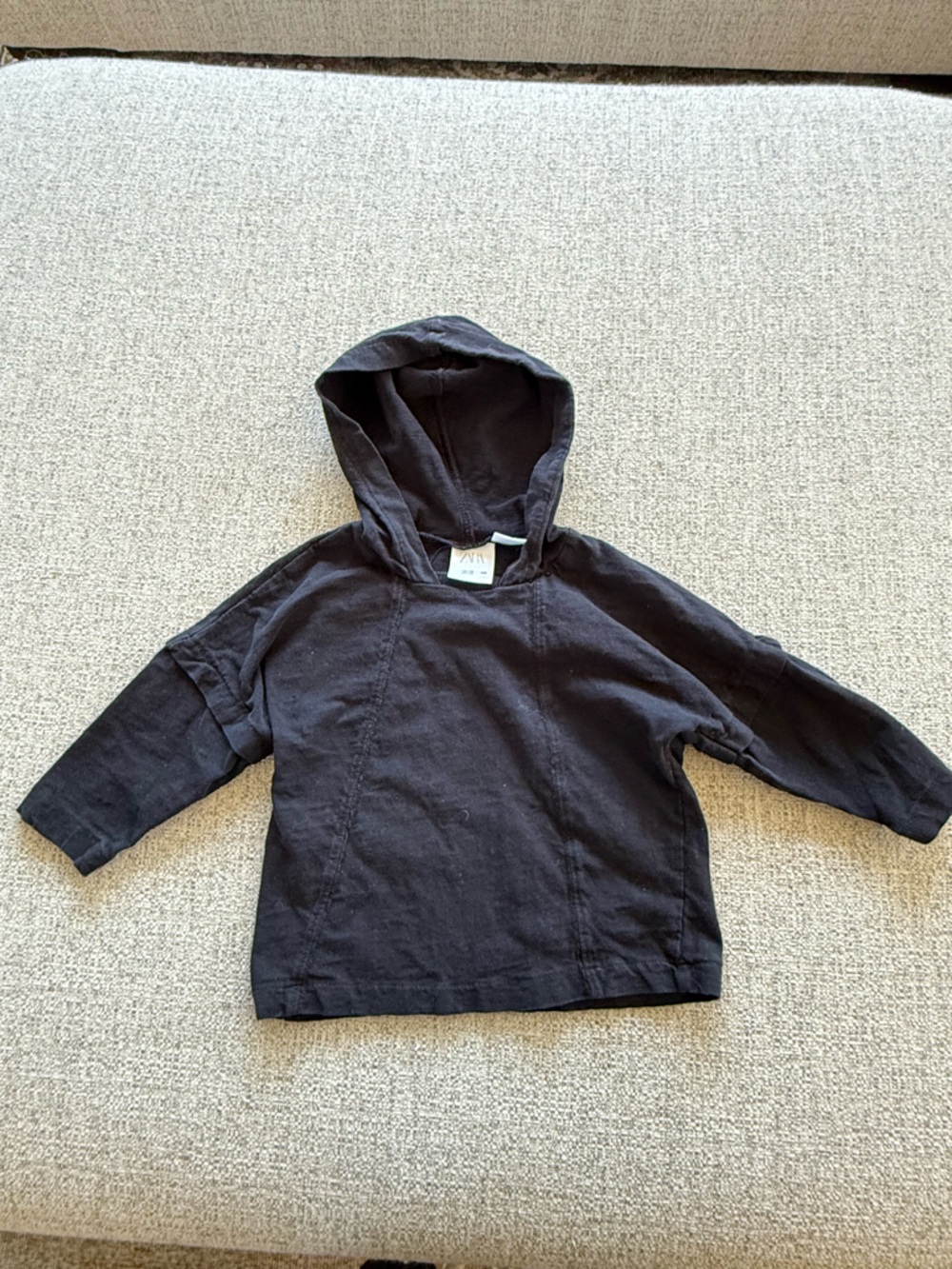 Zara Kids Black Hooded Long-Sleeve Top